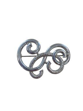 Vintage Sarah Coventry Silver-Tone Swirl Brooch Pin  With Textured & Smooth Deta